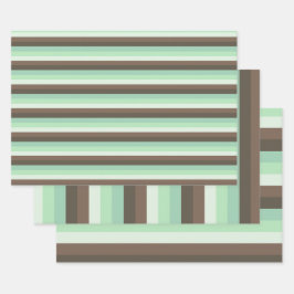 Farbblockstreifen mit Minze Chocolate Chip Geschenkpapier Set