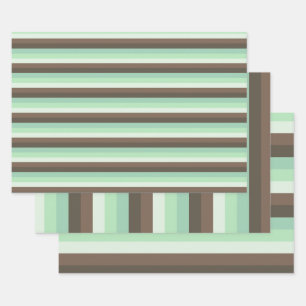 Farbblockstreifen mit Minze Chocolate Chip Geschenkpapier Set