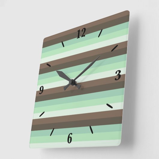 Farbblockstreifen mit Minze Chocolate Chip Quadratische Wanduhr (Winkel)