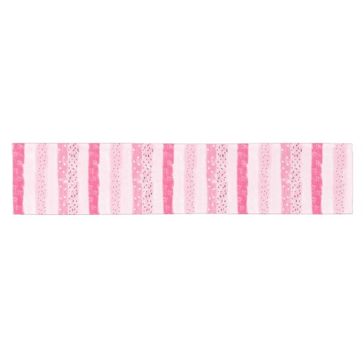 Farbblockstreifen mit weißen rosa Pinselstrichen Kurzer Tischläufer (Horizontal)