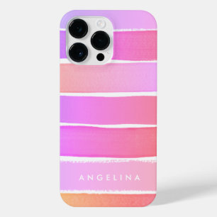 Farbblockstreifen, rosa und monogramm iPhone 14 pro max  hülle