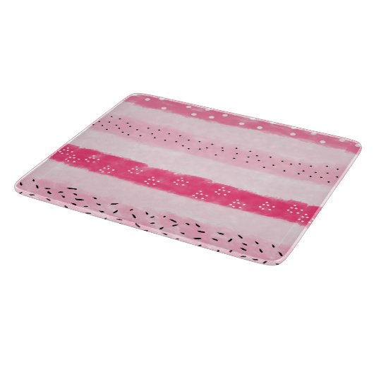 Farbblockstreifen, weiß, rosa Pinselstriche Schneidebrett (Ecke)