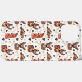 Farbbraune Hunde und Knochen Schwarze Paws Muster Case-Mate iPhone Hülle (Rückseite (Horizontal))