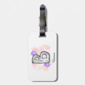 Farbbrief B mit violetten Blumen Gepäckanhänger (Rückseite vertikal)