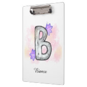 Farbbrief B mit violetten Blumen Klemmbrett (Links)