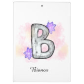 Farbbrief B mit violetten Blumen Klemmbrett (Rückseite)