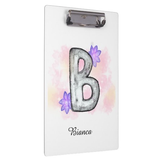 Farbbrief B mit violetten Blumen Klemmbrett (Rechts)