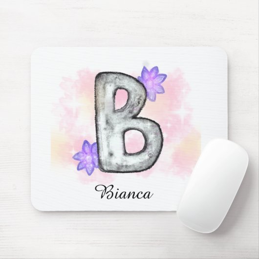 Farbbrief B mit violetten Blumen Mousepad (Mit Mouse)