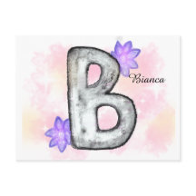 Farbbrief B mit violetten Blumen