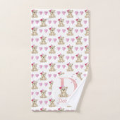 Farbbriefe D mit Teddybär für kleine Mädchen. Badhandtuch Set (Handtuch)