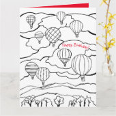 Farbbuch Geburtstagskarte Heißluftballons Karte (Gelbe Blume)