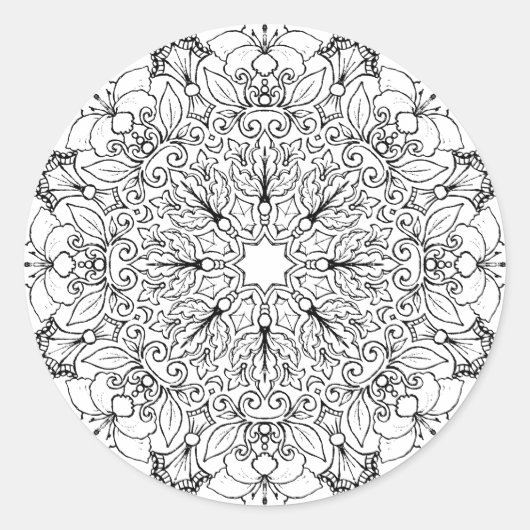 Farbbuch Mandala 1-63 Runder Aufkleber (Vorderseite)