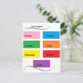 Farbcode Visuelle Identifikatoren Tage der Woche Postkarte (Stehend Vorderseite)