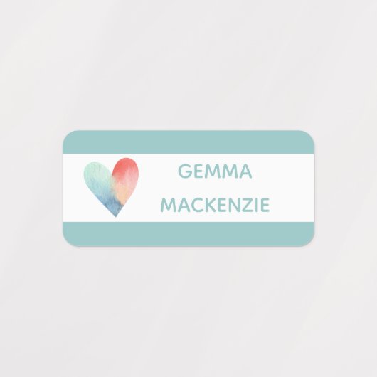 Farbcodierte Bekleidungsmarke für Herz und Regenbo Etiketten (Design 1)