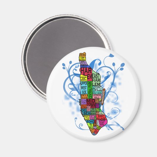 Farbcodierte Manhattan-Karte Magnet (Vorderseite/Rückseite)