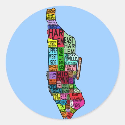 Farbcodierte Manhattan-NYC-Tshirts, Hoodies Runder Aufkleber (Vorderseite)
