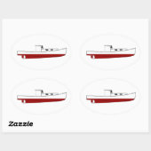 Farbdarstellung des Maine-Hummerboots Ovaler Aufkleber (Blatt)