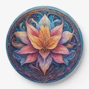 Farbdesign Mandala-Blumen Pappteller