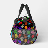 Farbdesign mit schwarzem Handabdruckmuster Duffle Bag (Rechts)