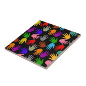 Farbdesign mit schwarzem Handabdruckmuster Fliese (Seite)