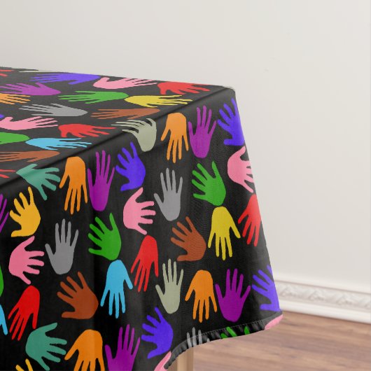 Farbdesign mit schwarzem Handabdruckmuster Tischdecke (Beispiel)