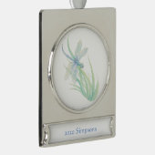 Farbdrachenfliege in blau grüner Farbe Banner-Ornament Silber (Rechts)