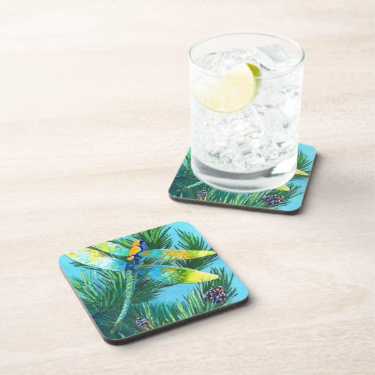 Farbdrachenfliege und Pine Tree Untersetzer (Rechte Seite)