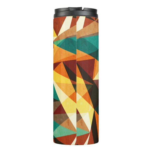 Farbdreieck nahtlose Textur mit Holzeffekt Thermosbecher (Rückseite)