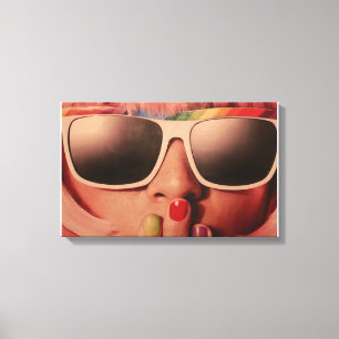 Farbdruck der Vintagen 70er Jahre Leinwanddruck