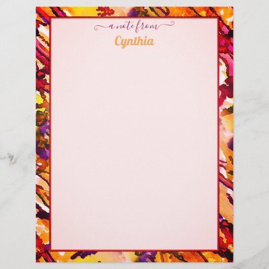 Farbdrucker in Orange und Rot, Abstrakte Wasserfar Briefbogen (Vorderseite)