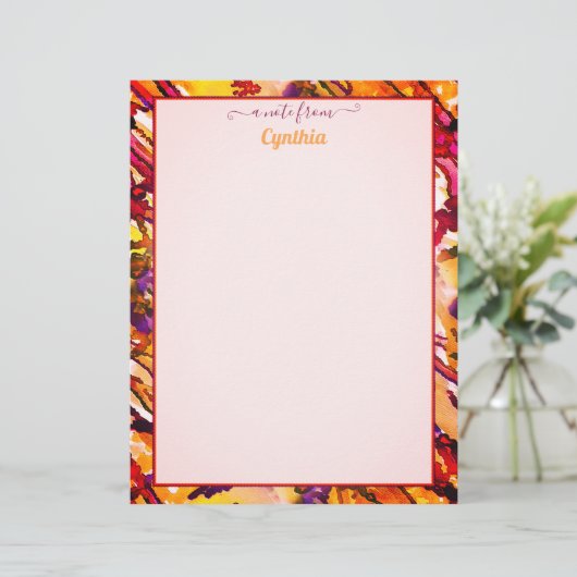 Farbdrucker in Orange und Rot, Abstrakte Wasserfar Briefbogen (Stehend Vorderseite)