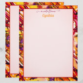 Farbdrucker in Orange und Rot, Abstrakte Wasserfar Briefbogen (Vorne/Hinten)