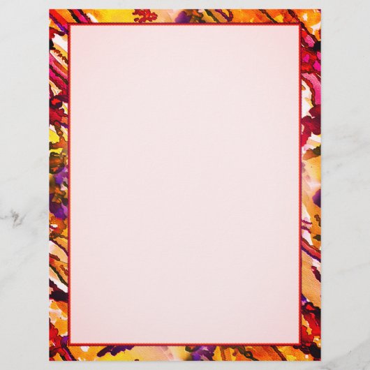 Farbdrucker in Orange und Rot, Abstrakte Wasserfar Briefbogen (Rückseite)