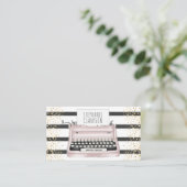 Farbdrucker Stripes Gold Glitzer Writer Editor Visitenkarte (Stehend Vorderseite)