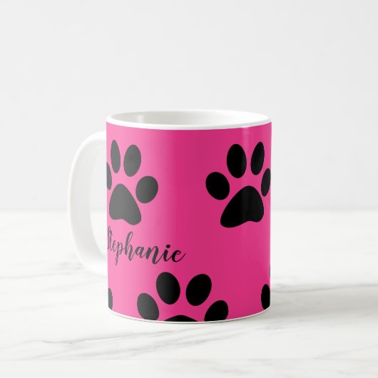 Farbdruckmuster Schwarz rosa Niedlicher Monogrammn Kaffeetasse (Vorderseite Links)