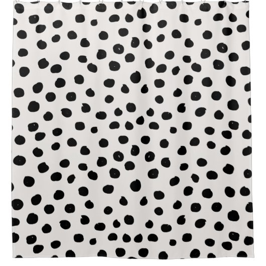 Farbdruckpunkte Schwarz-Weiß-Dalmatiner Duschvorhang (Vorderseite)