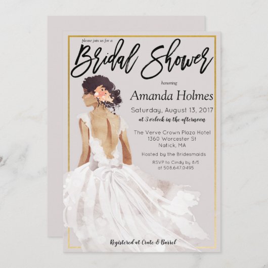 FARBE ÄNDERN - Fashion Bridal Shower Einladung (Vorne/Hinten)