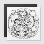 Farbe! Anime Girl on Dragon Magneteinladung (Vorne/Hinten)