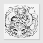 Farbe! Anime Girl on Dragon Magneteinladung (Vorderseite)