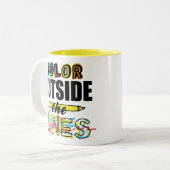 Farbe außerhalb der Linien Zweifarbige Tasse (Vorderseite Links)