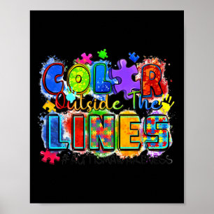 Farbe außerhalb des Lines Welt Autismus Bewusstsei Poster