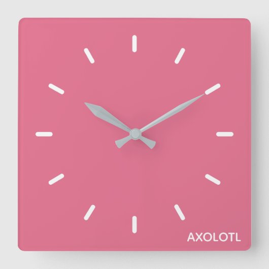Farbe Axolotl pink Quadratische Wanduhr (Vorderseite)