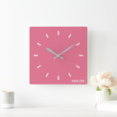 Farbe Axolotl pink Quadratische Wanduhr (Zuhause)