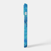 Farbe Blau & Gold + Monogramm iPhone 15 Hülle (Linke Seite)