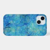 Farbe Blau & Gold + Monogramm iPhone 15 Hülle (Rückseite (Horizontal))