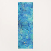 Farbe Blau & Gold - Monogramm + Name Yogamatte (Vorderseite)