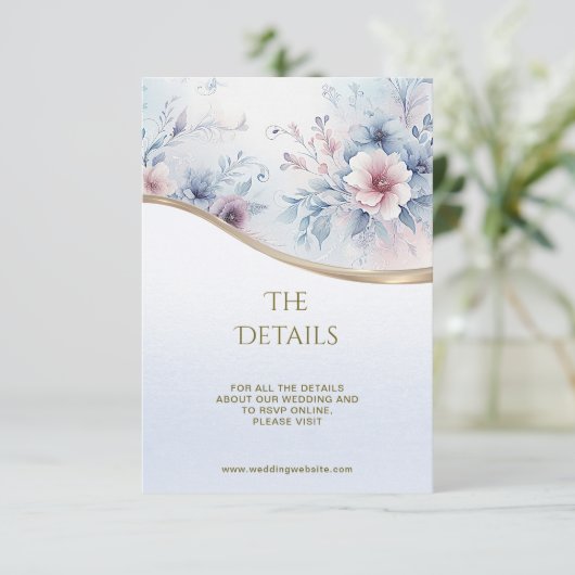 Farbe Blau Rosa Blütendetails Begleitkarte (Stehend Vorderseite)