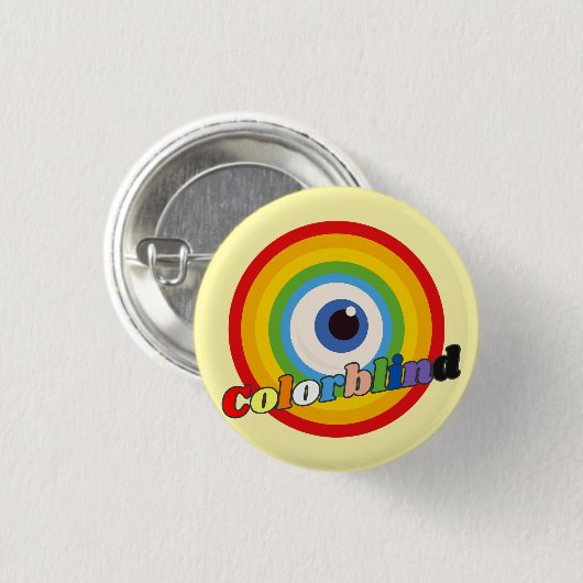 Farbe blind - Regenbogenaugenblase Button (Vorne & Hinten)