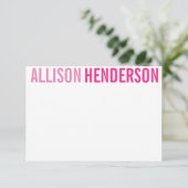 Farbe: Blockbuchstaben Personalisierte Mitteilungs Dankeskarte (Stehend Vorderseite)