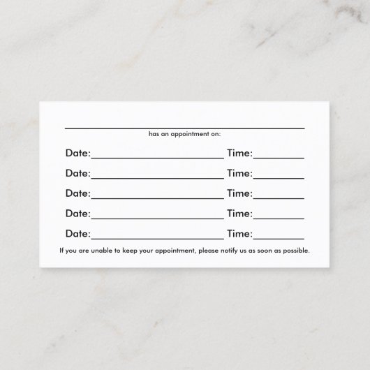 Farbe blockiert terminkarte (Rückseite)